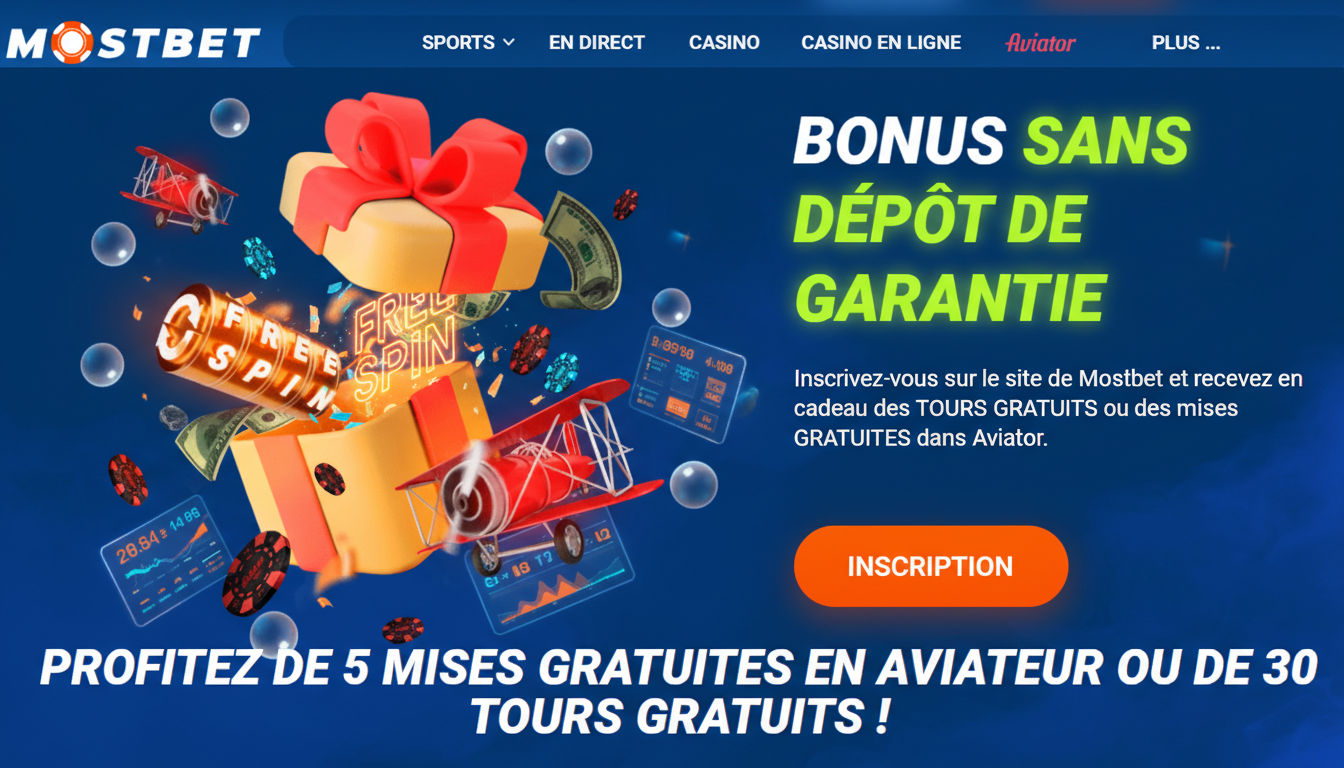 Bonus sans dépôt Mostbet